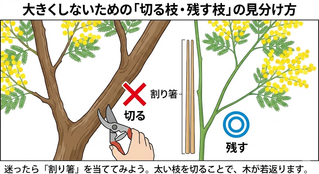 「割り箸より太い枝」は元から切る